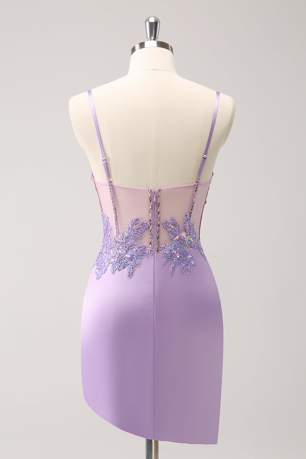 Sparkly Purple Corset Sequin Tight Mini Dress - Image 2