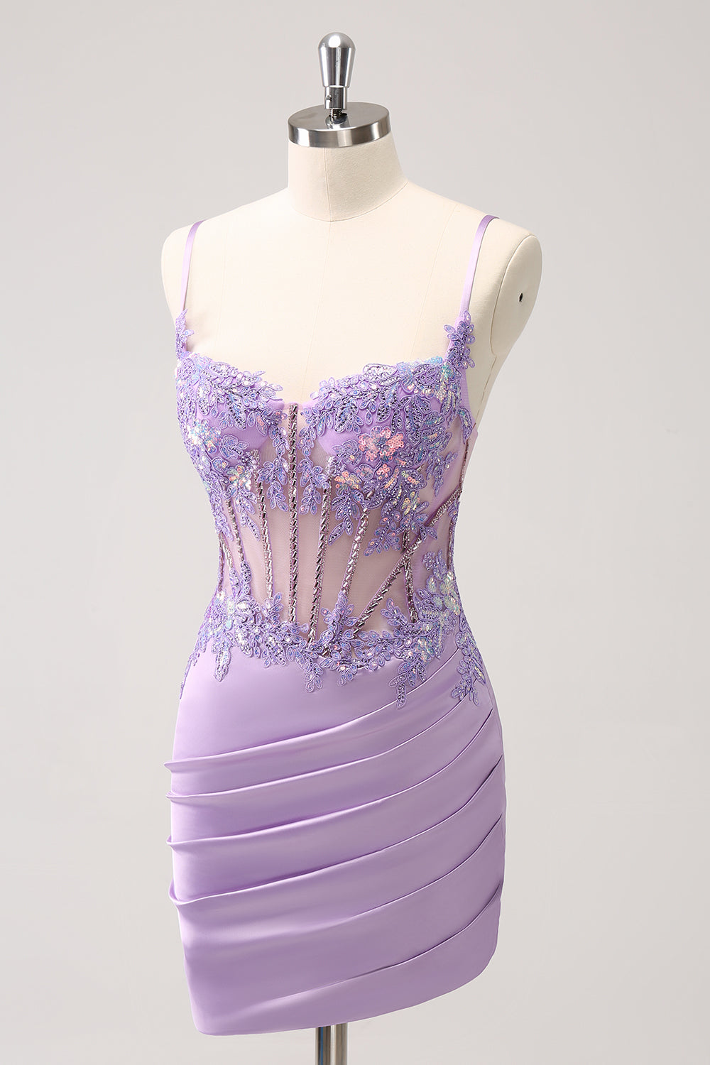 Sparkly Purple Corset Sequin Tight Mini Dress - Image 3