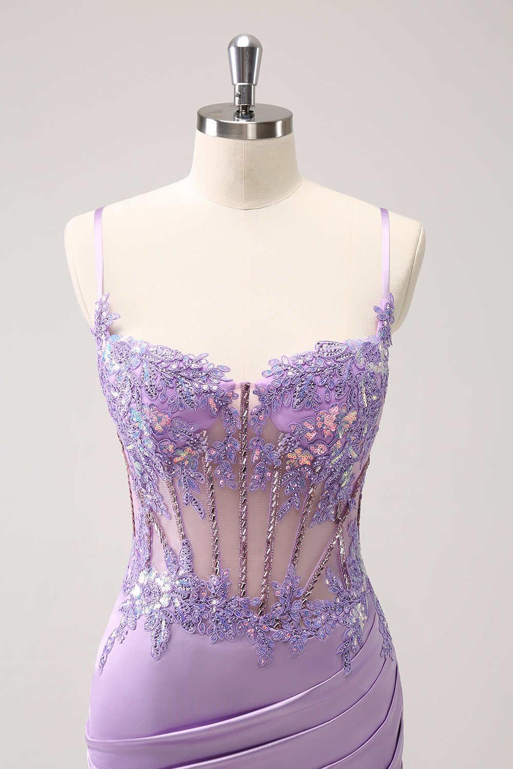 Sparkly Purple Corset Sequin Tight Mini Dress - Image 4