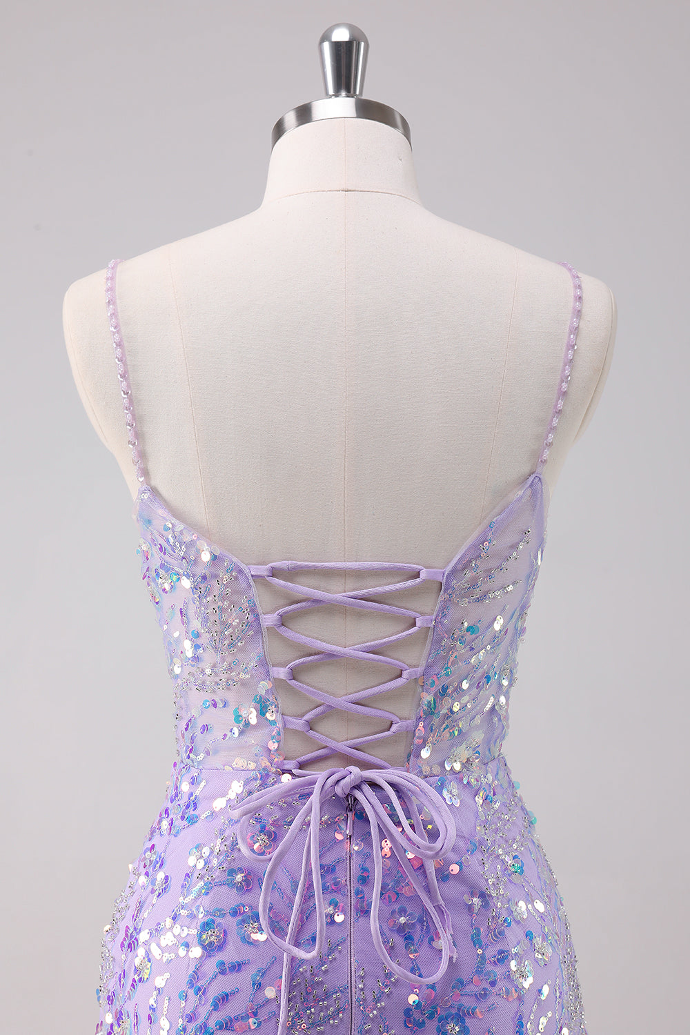 Sparkly Purple Bodycon Spaghetti Straps Sequins Mini Dress - Image 7