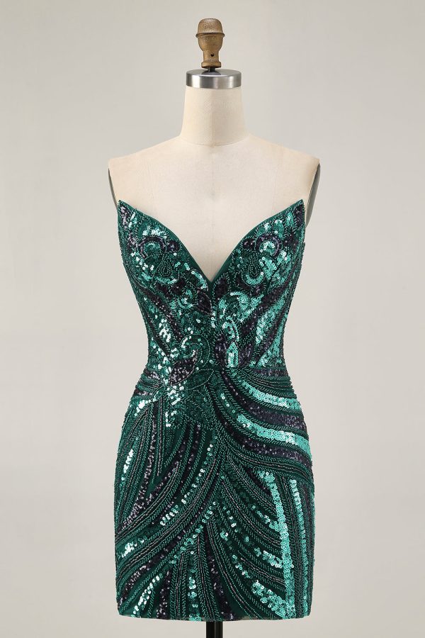 Sparkly Purple Strapless Tight Homecoming Dress - Image 9