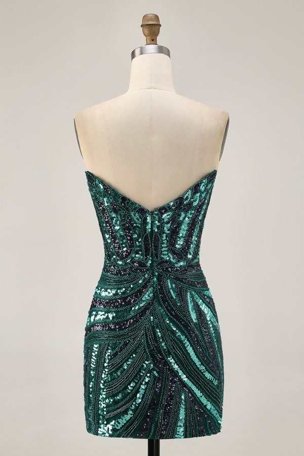 Sparkly Purple Strapless Tight Homecoming Dress - Image 10