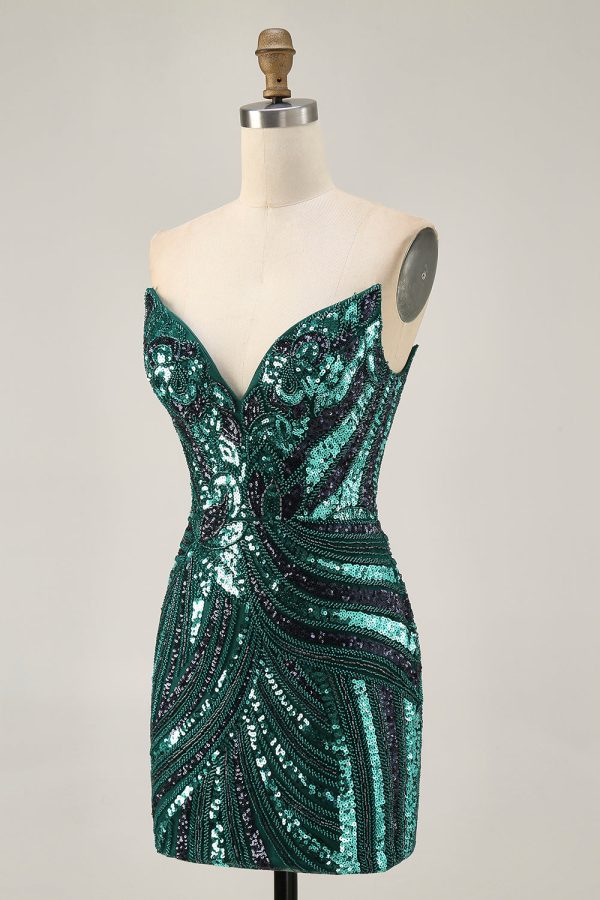 Sparkly Purple Strapless Tight Homecoming Dress - Image 11