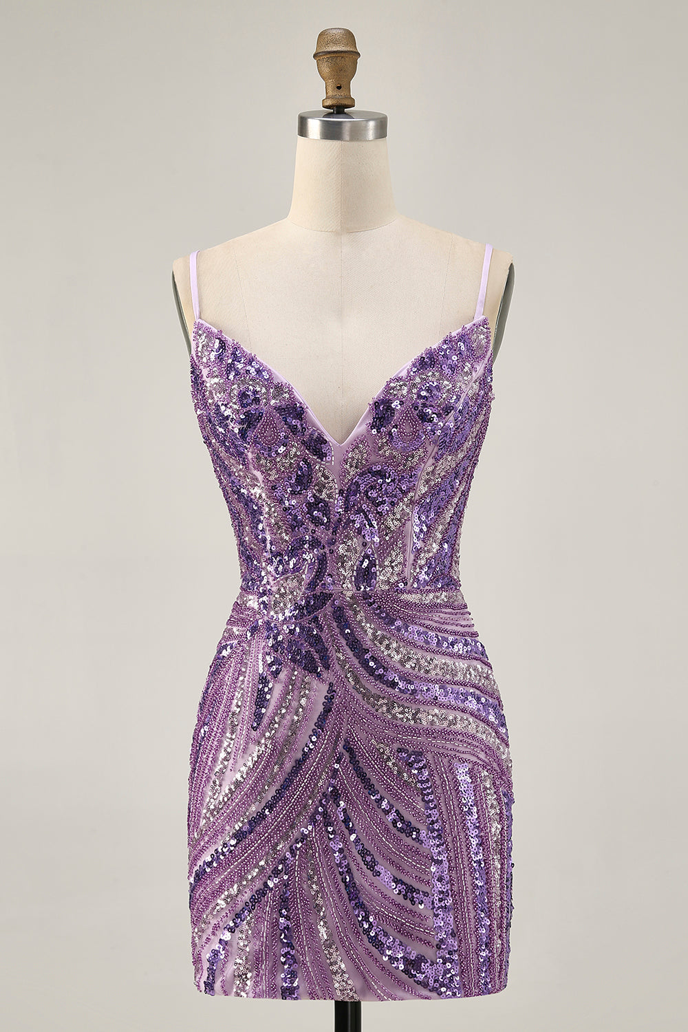 Sparkly Purple Strapless Tight Homecoming Dress - Image 4