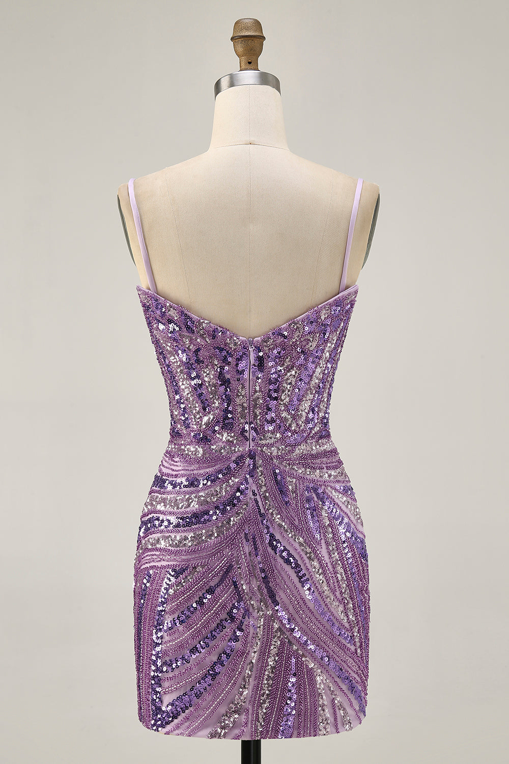 Sparkly Purple Strapless Tight Homecoming Dress - Image 5