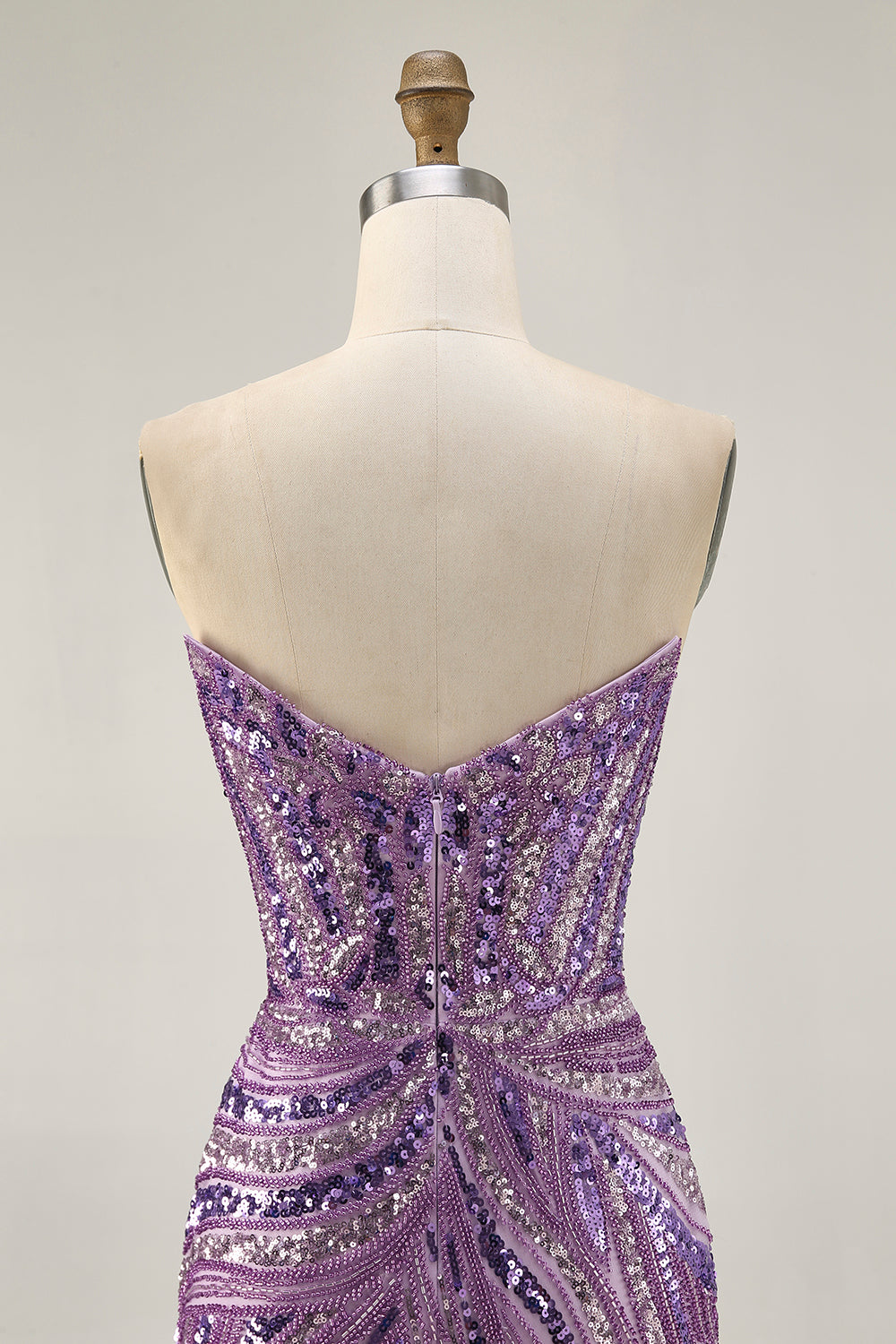Sparkly Purple Strapless Tight Homecoming Dress - Image 7