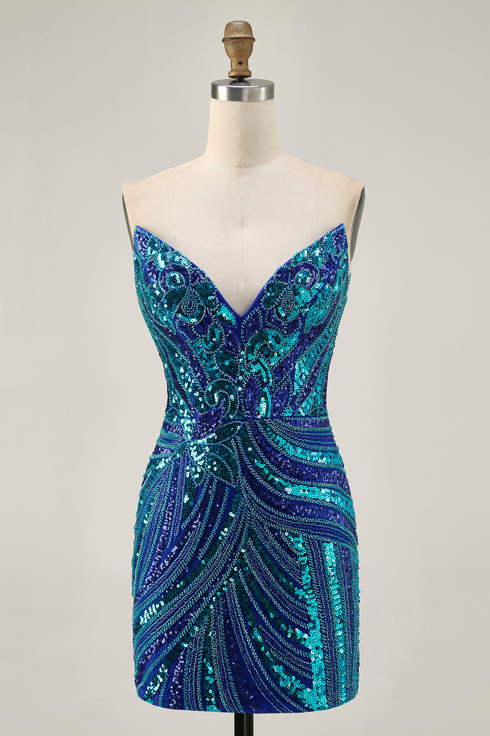 Sparkly Purple Strapless Tight Homecoming Dress - Image 17