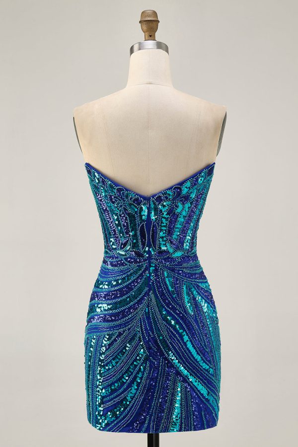 Sparkly Purple Strapless Tight Homecoming Dress - Image 18