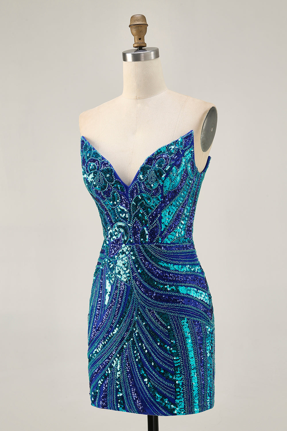 Sparkly Purple Strapless Tight Homecoming Dress - Image 19