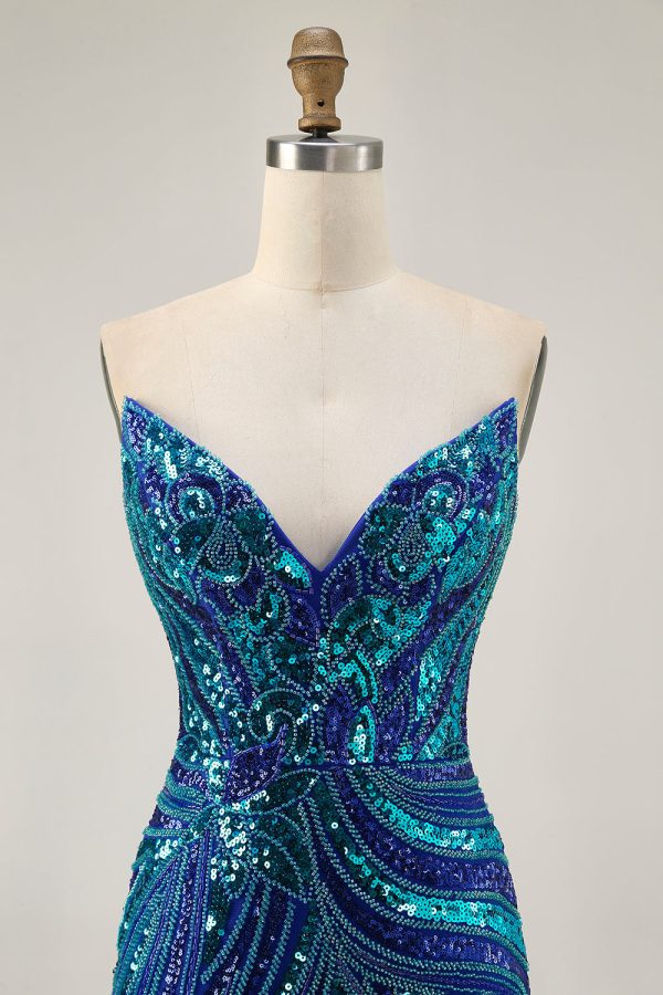 Sparkly Purple Strapless Tight Homecoming Dress - Image 20