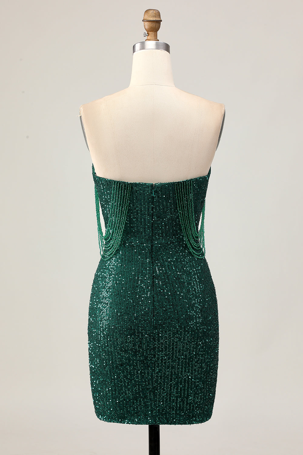 Sparkly Off The Shoulder Bodycon Dark Green Homecoming Dress - Image 2