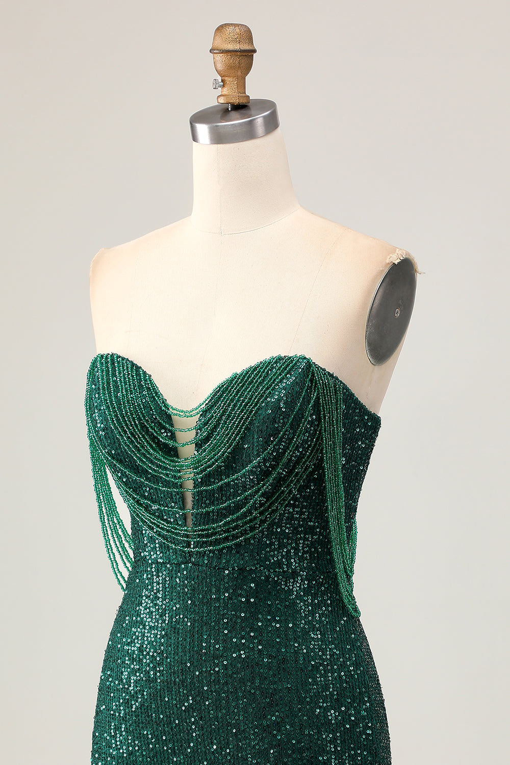 Sparkly Off The Shoulder Bodycon Dark Green Homecoming Dress - Image 8