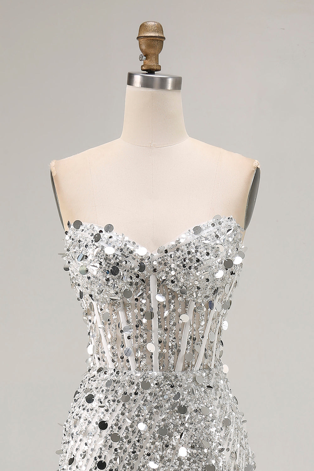 Sparkly Red Strapless Corset Mermaid Prom Dress - Image 16
