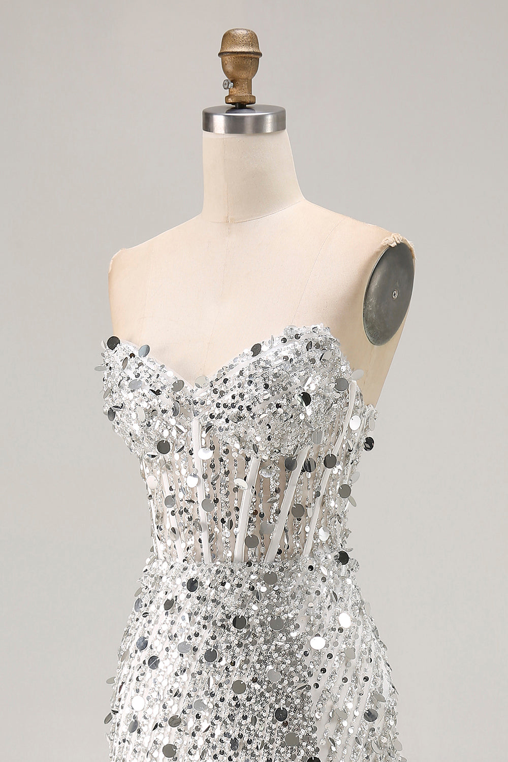 Sparkly Red Strapless Corset Mermaid Prom Dress - Image 18