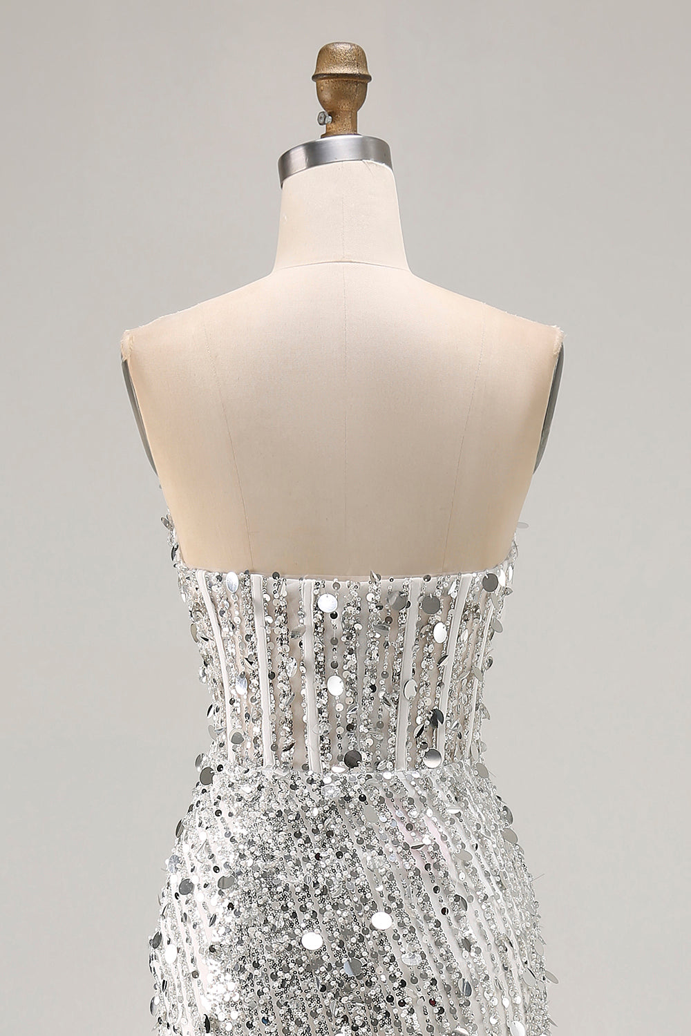Sparkly Red Strapless Corset Mermaid Prom Dress - Image 17