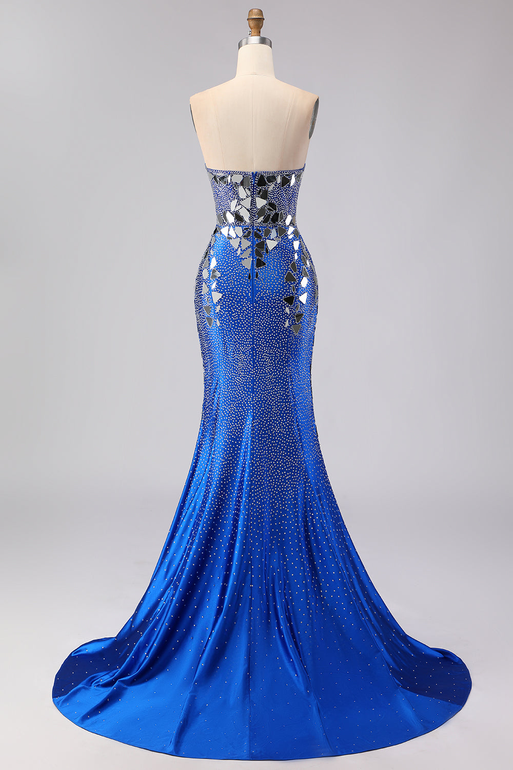 Sparkly Red Mermaid Strapless Beaded Prom Dress - Image 10