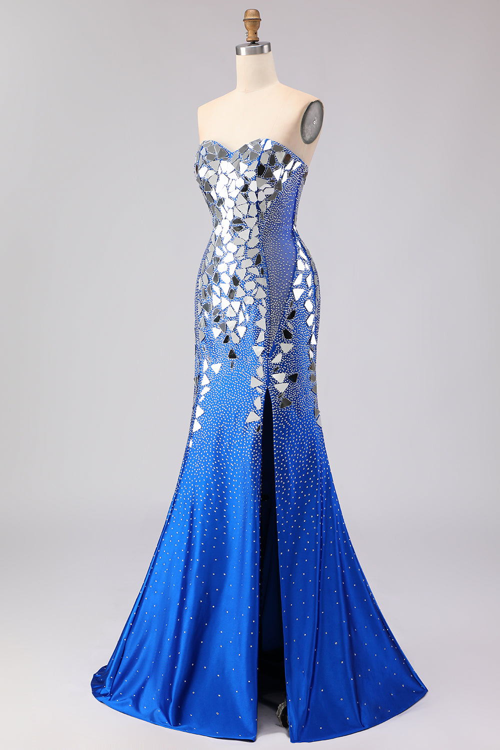 Sparkly Red Mermaid Strapless Beaded Prom Dress - Image 13