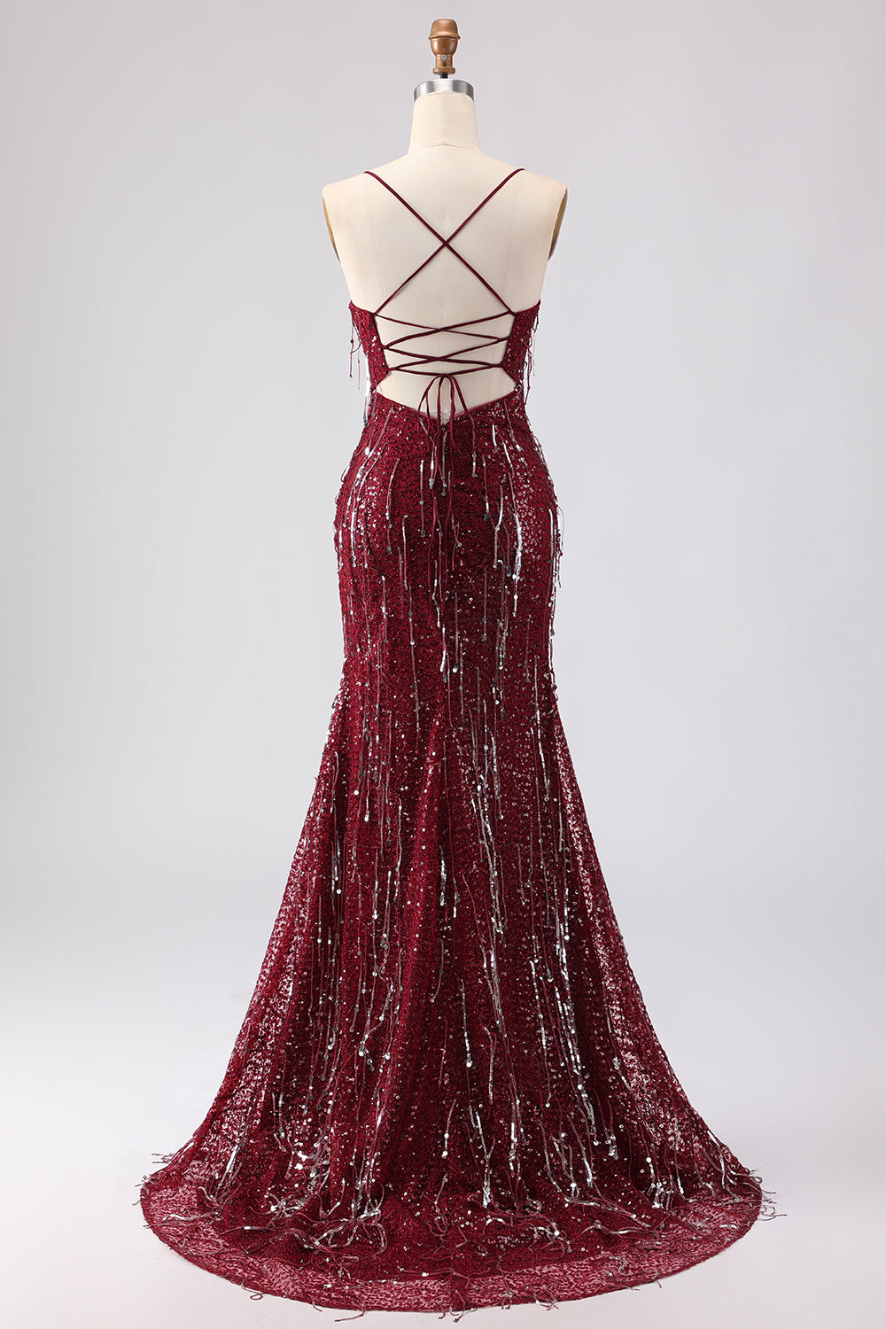 Sparkly Pink Mermaid Strapless Straps Prom Dress - Image 15