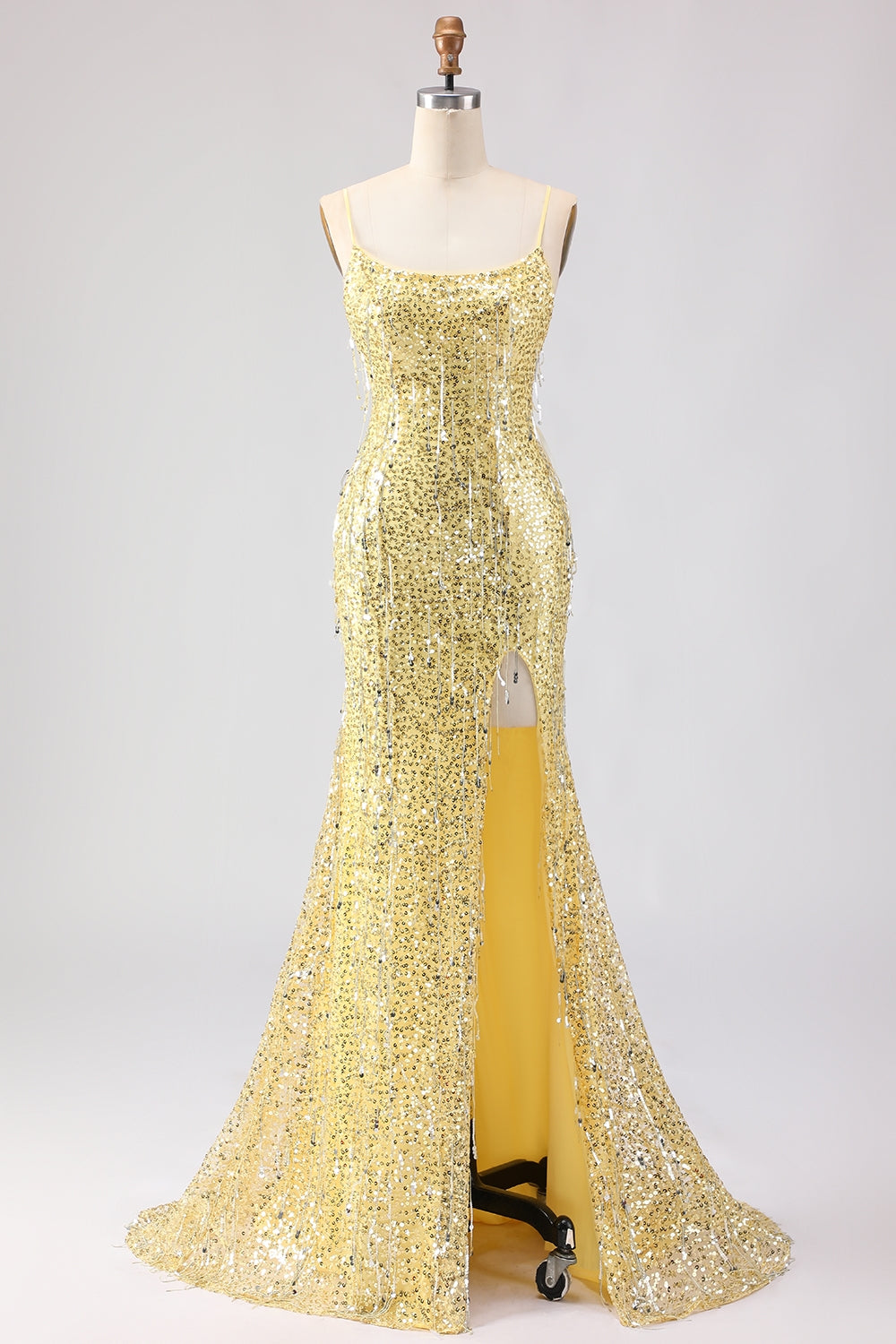 Sparkly Pink Mermaid Strapless Straps Prom Dress - Image 8
