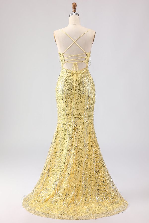 Sparkly Pink Mermaid Strapless Straps Prom Dress - Image 9