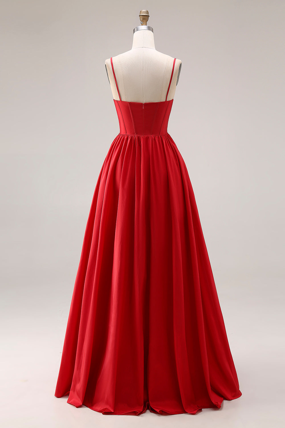 Sparkly Red A Line Pleated Maxi Prom Dress - Image 2