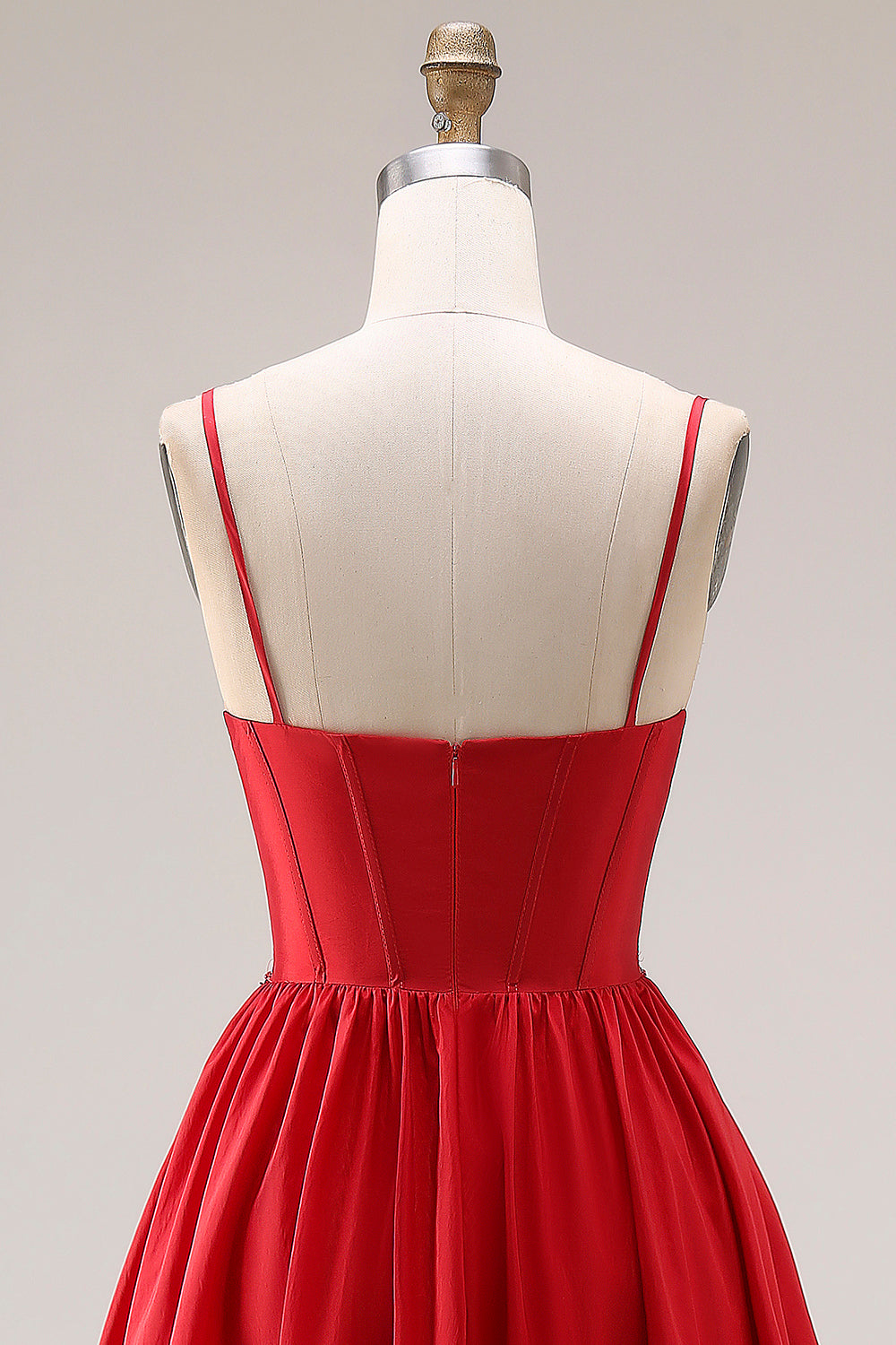 Sparkly Red A Line Pleated Maxi Prom Dress - Image 5