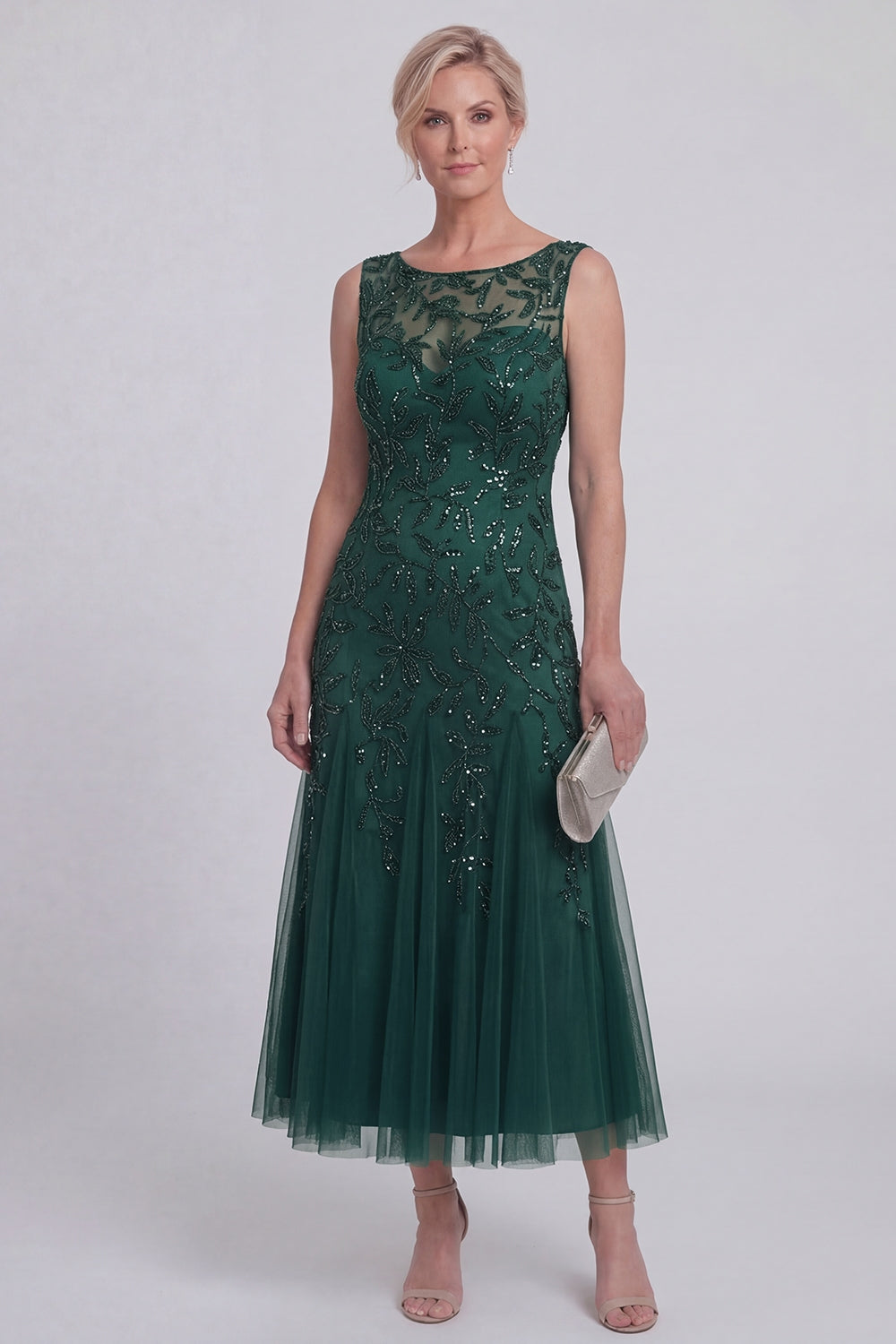 Sparkly Navy A Line Sleeveless Mother of the Bride Dress - Image 5