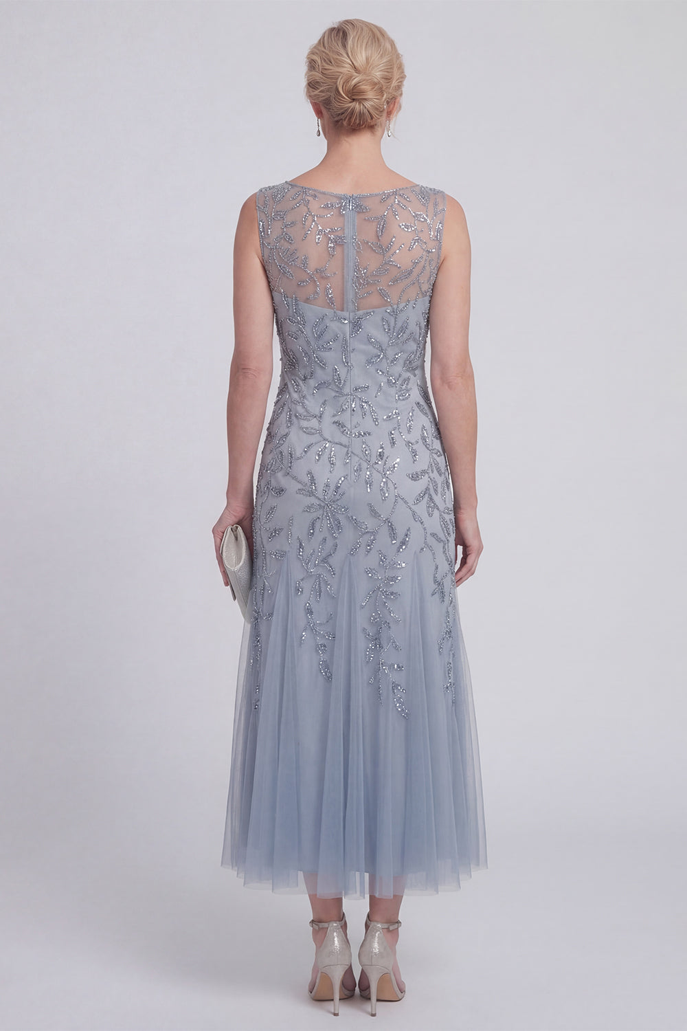 Sparkly Navy A Line Sleeveless Mother of the Bride Dress - Image 10