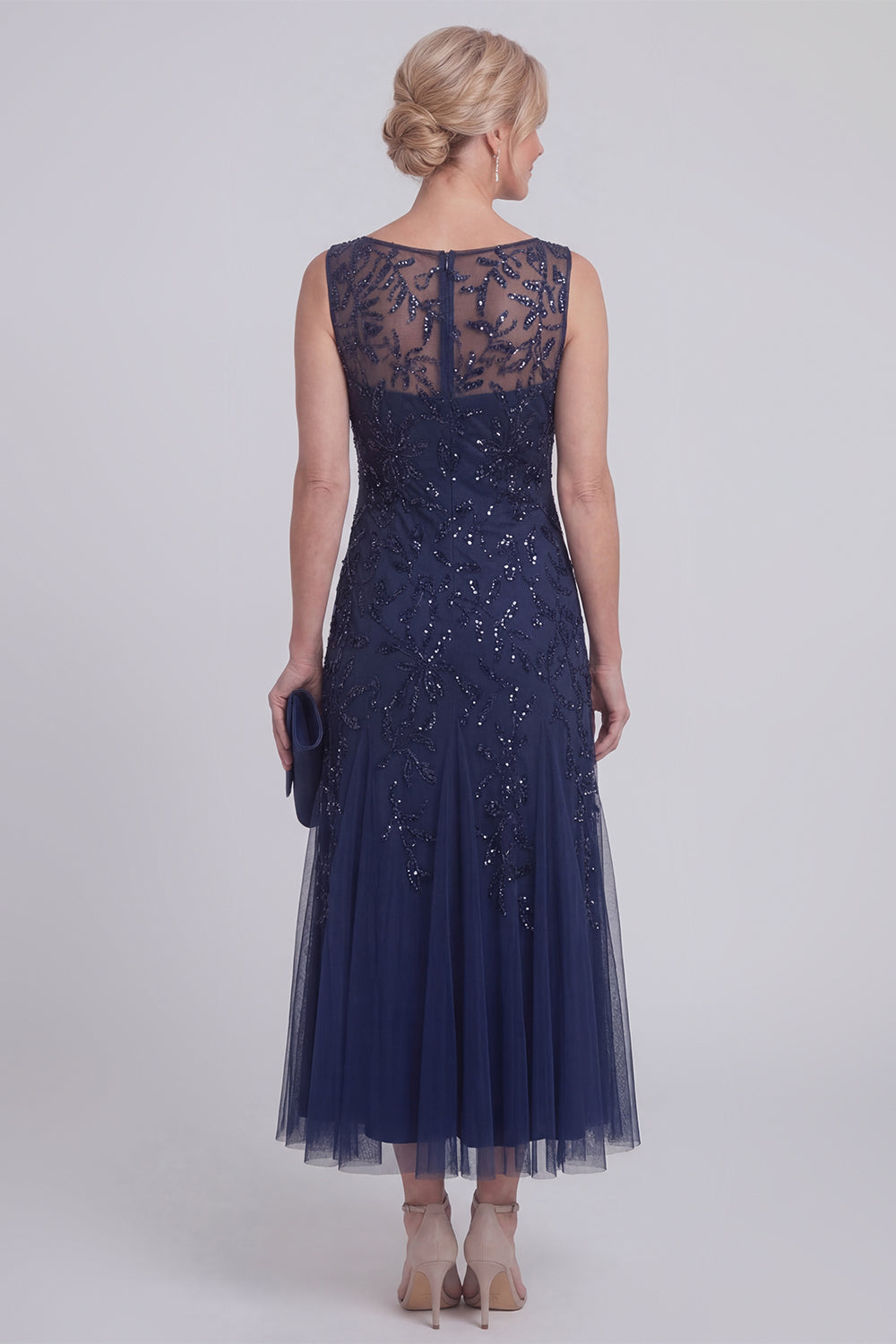 Sparkly Navy A Line Sleeveless Mother of the Bride Dress - Image 2