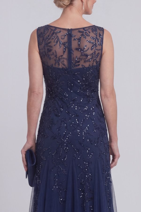 Sparkly Navy A Line Sleeveless Mother of the Bride Dress - Image 4