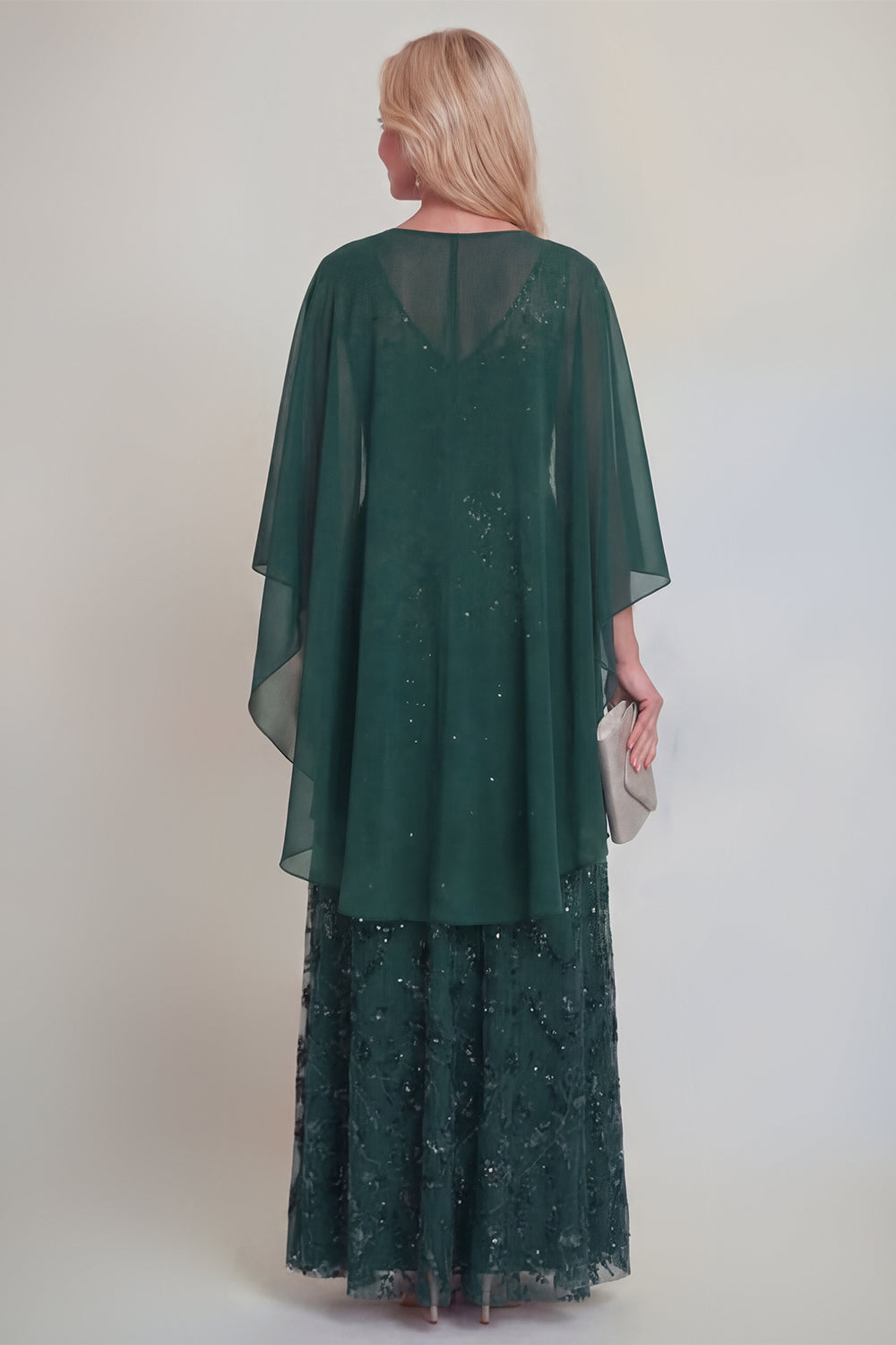 Sparkly Navy A Line V Neck Maxi Mother of the Bride Dress - Image 6