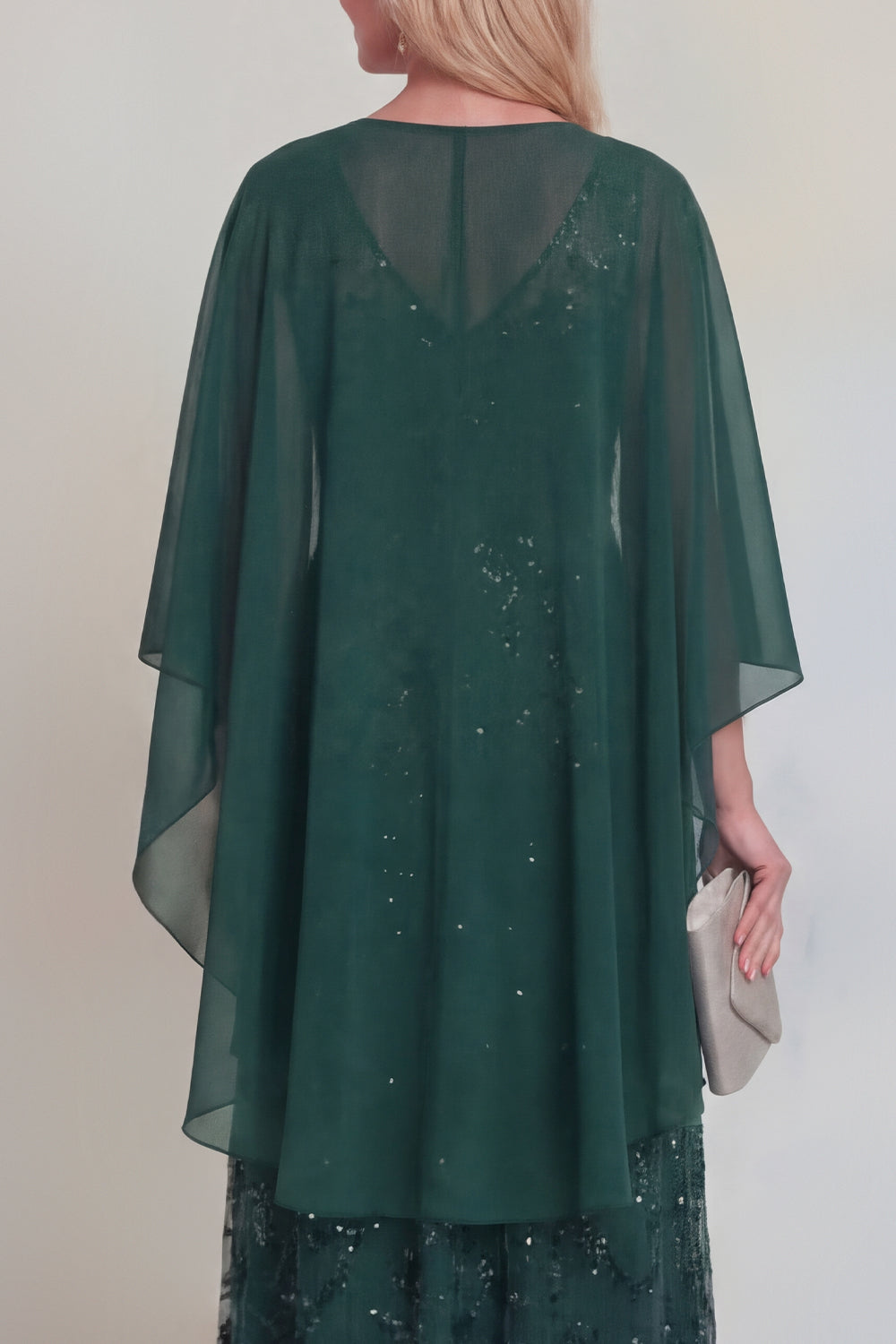 Sparkly Navy A Line V Neck Maxi Mother of the Bride Dress - Image 8