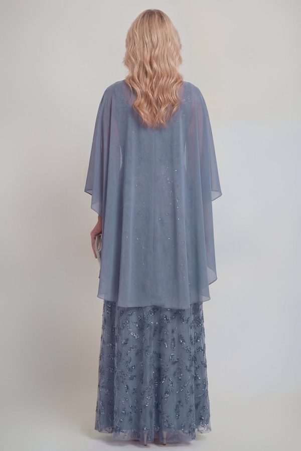 Sparkly Navy A Line V Neck Maxi Mother of the Bride Dress - Image 10