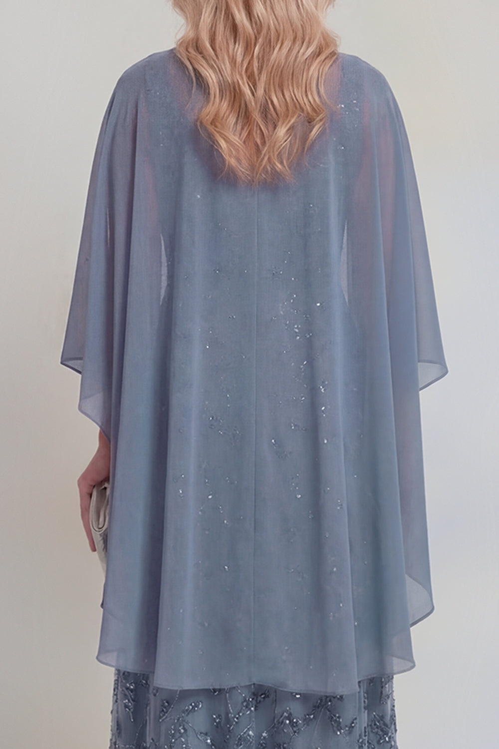 Sparkly Navy A Line V Neck Maxi Mother of the Bride Dress - Image 12