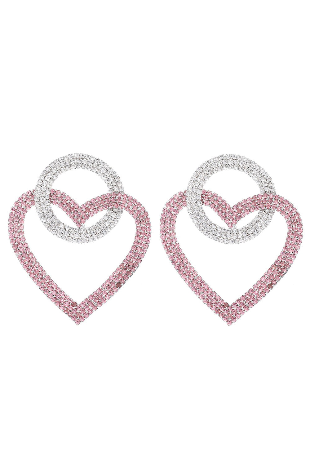 Sparkly Rhinestones Heart Earrings - Image 1