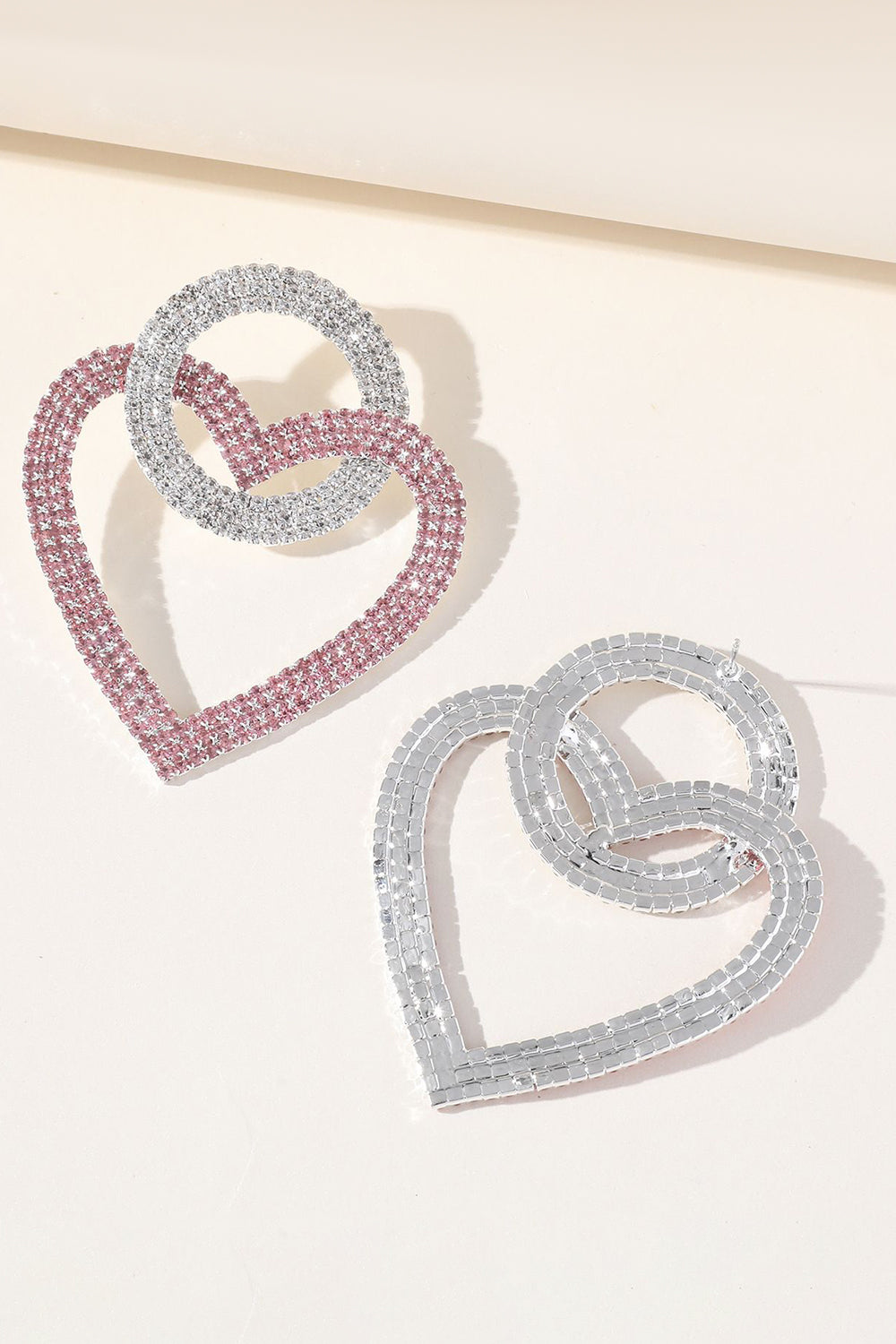 Sparkly Rhinestones Heart Earrings - Image 4
