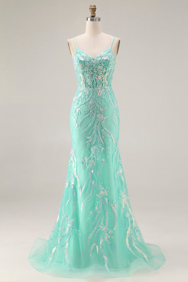 Sparkly Purple Mermaid Appliqued Maxi Prom Dress - Image 7