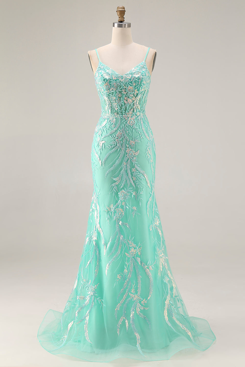 Sparkly Purple Mermaid Appliqued Maxi Prom Dress - Image 7
