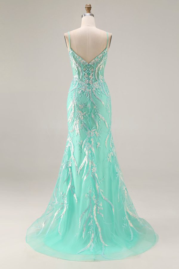 Sparkly Purple Mermaid Appliqued Maxi Prom Dress - Image 8