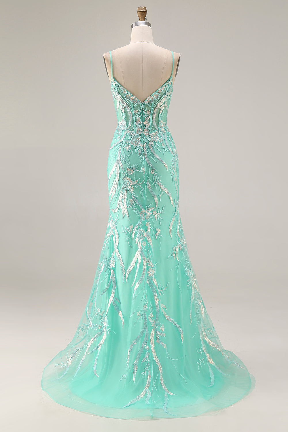 Sparkly Purple Mermaid Appliqued Maxi Prom Dress - Image 8