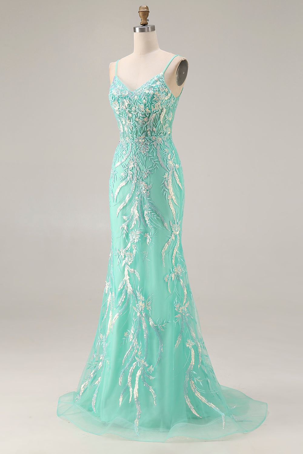 Sparkly Purple Mermaid Appliqued Maxi Prom Dress - Image 9