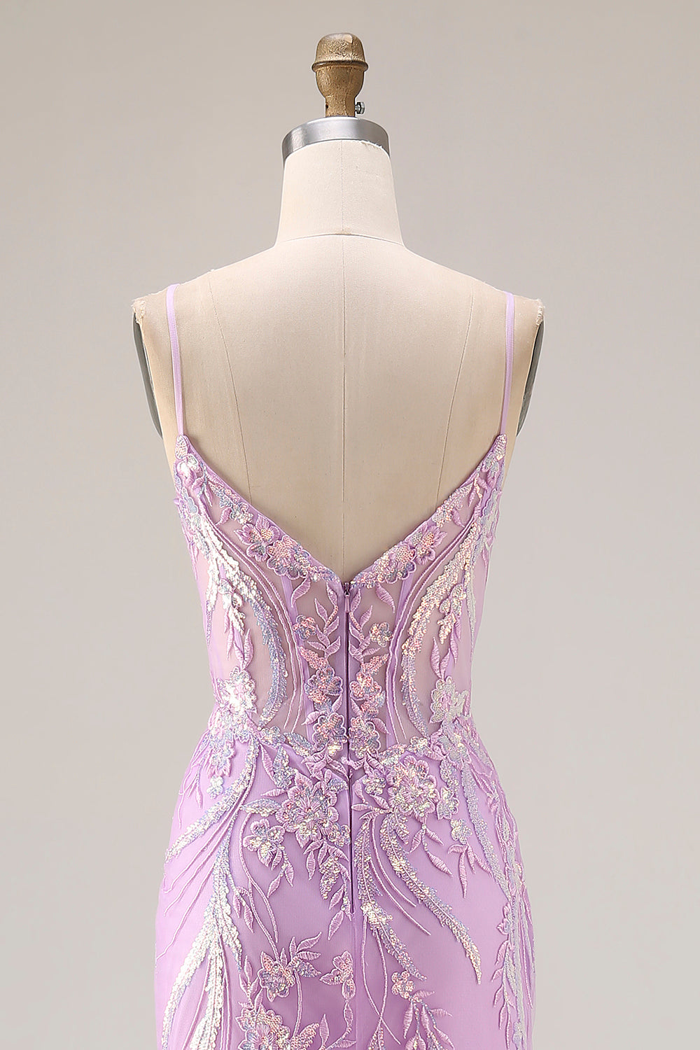 Sparkly Purple Mermaid Appliqued Maxi Prom Dress - Image 5