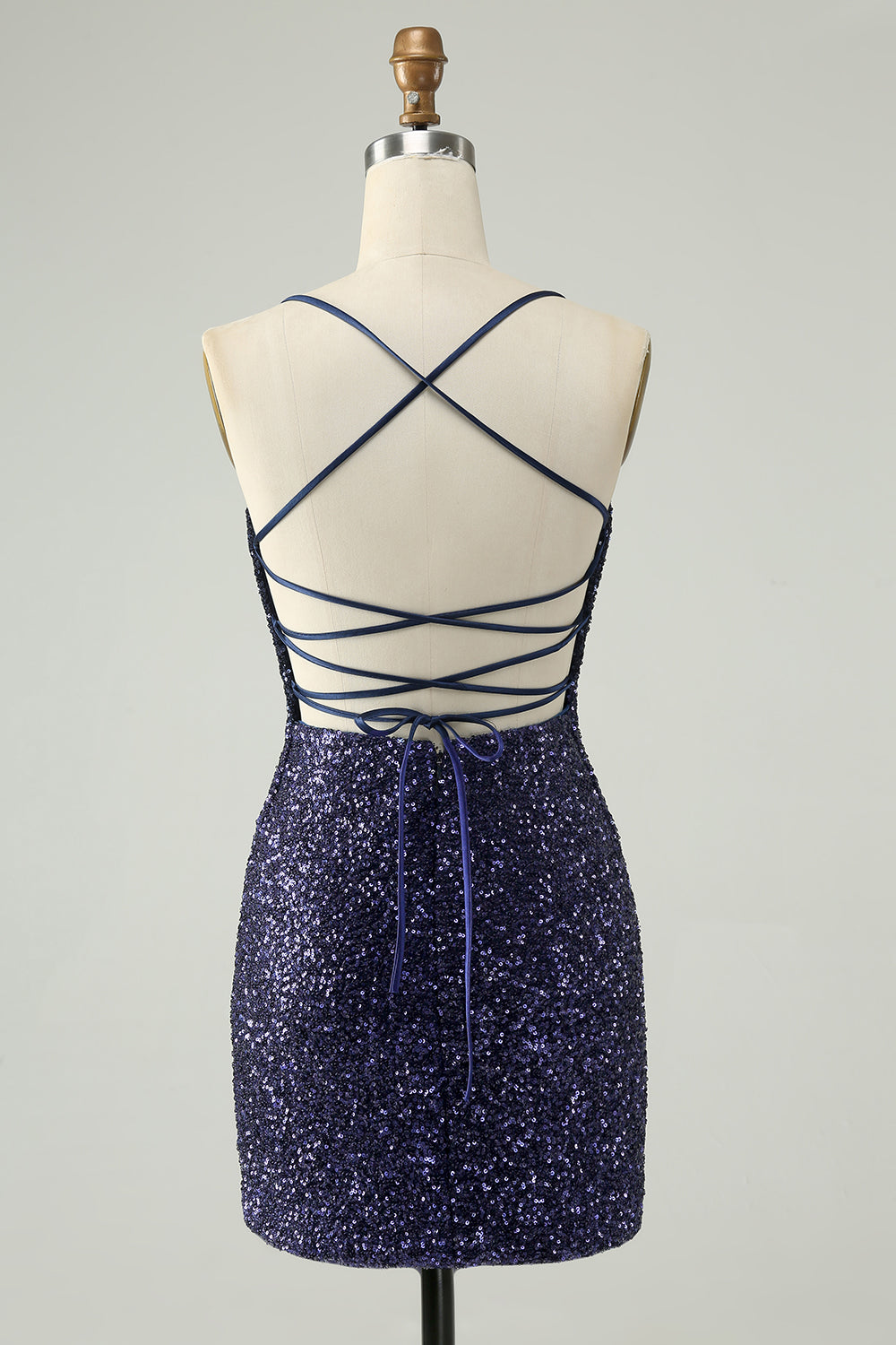 Sparkly Navy Sequins Tight Mini Dress With Fringes - Image 2