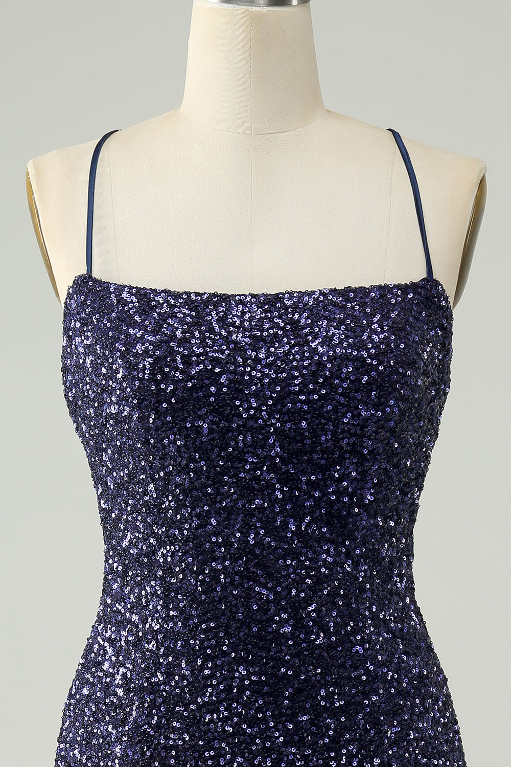 Sparkly Navy Sequins Tight Mini Dress With Fringes - Image 4