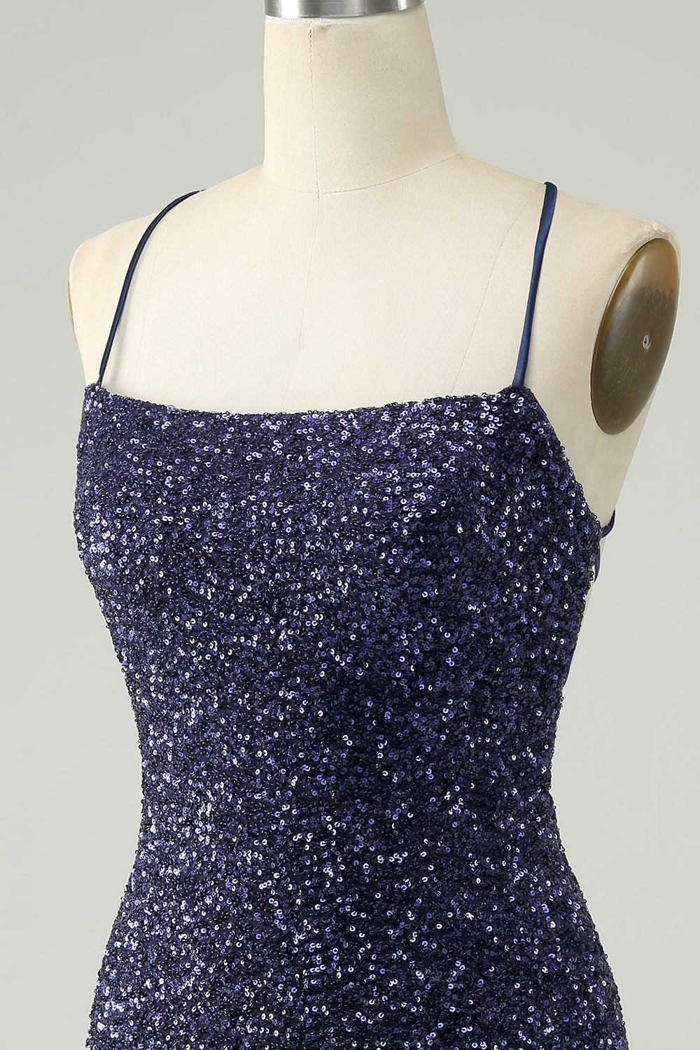 Sparkly Navy Sequins Tight Mini Dress With Fringes - Image 6