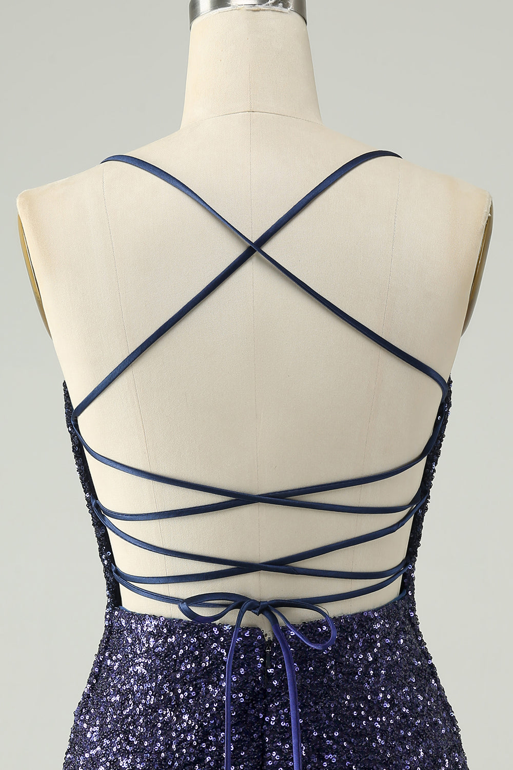 Sparkly Navy Sequins Tight Mini Dress With Fringes - Image 5