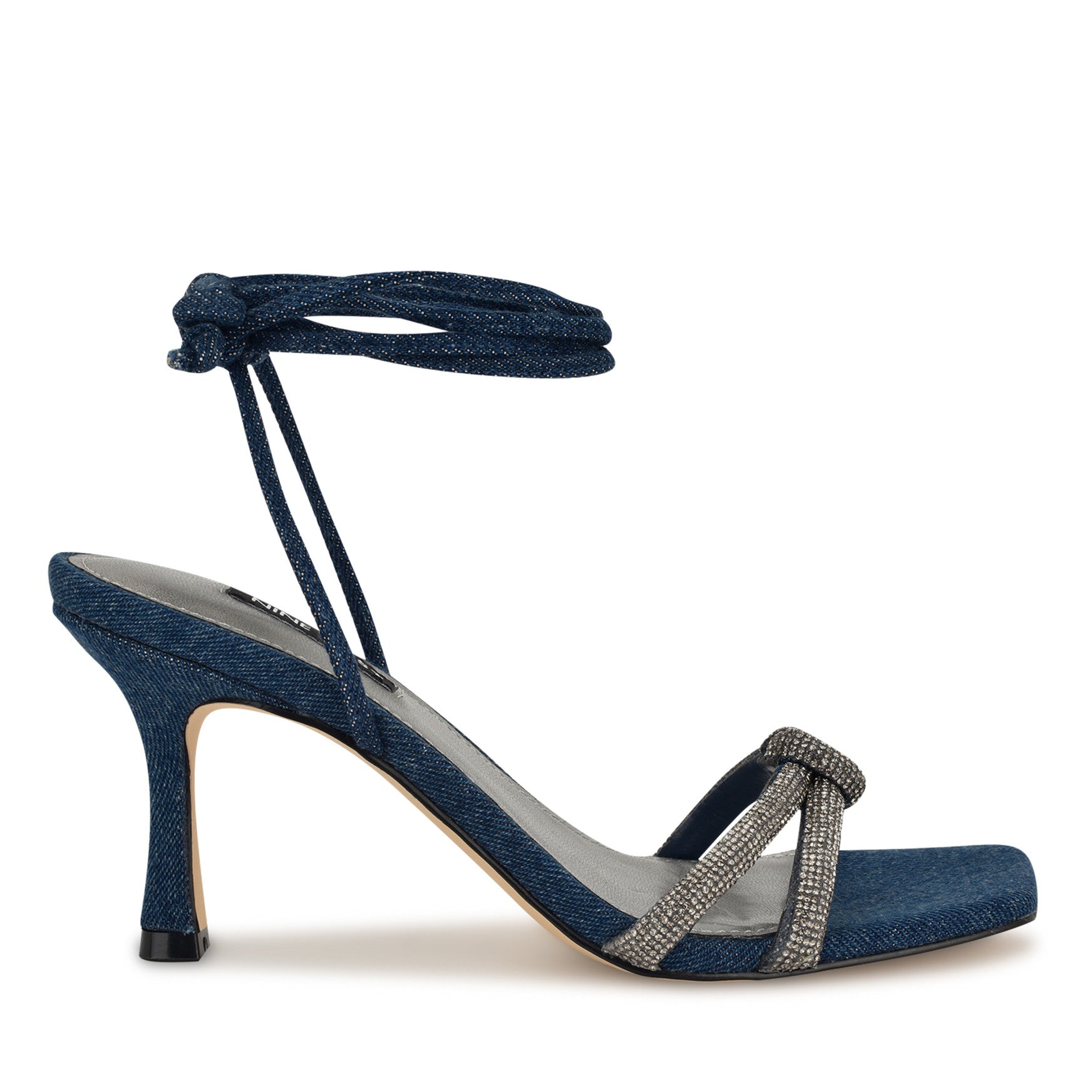 Raqchel Rhinestone Bow Ankle Wrap Sandals - Image 1