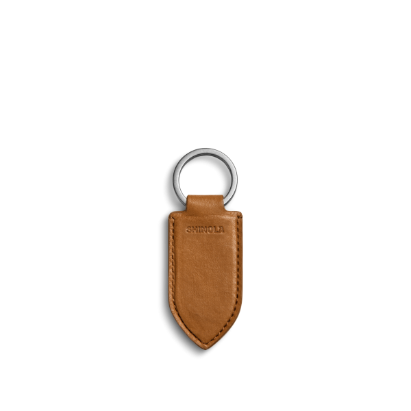 Leather Monogram Key Fob - Tan