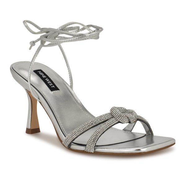 Raqchel Rhinestone Bow Ankle Wrap Sandals - Image 2