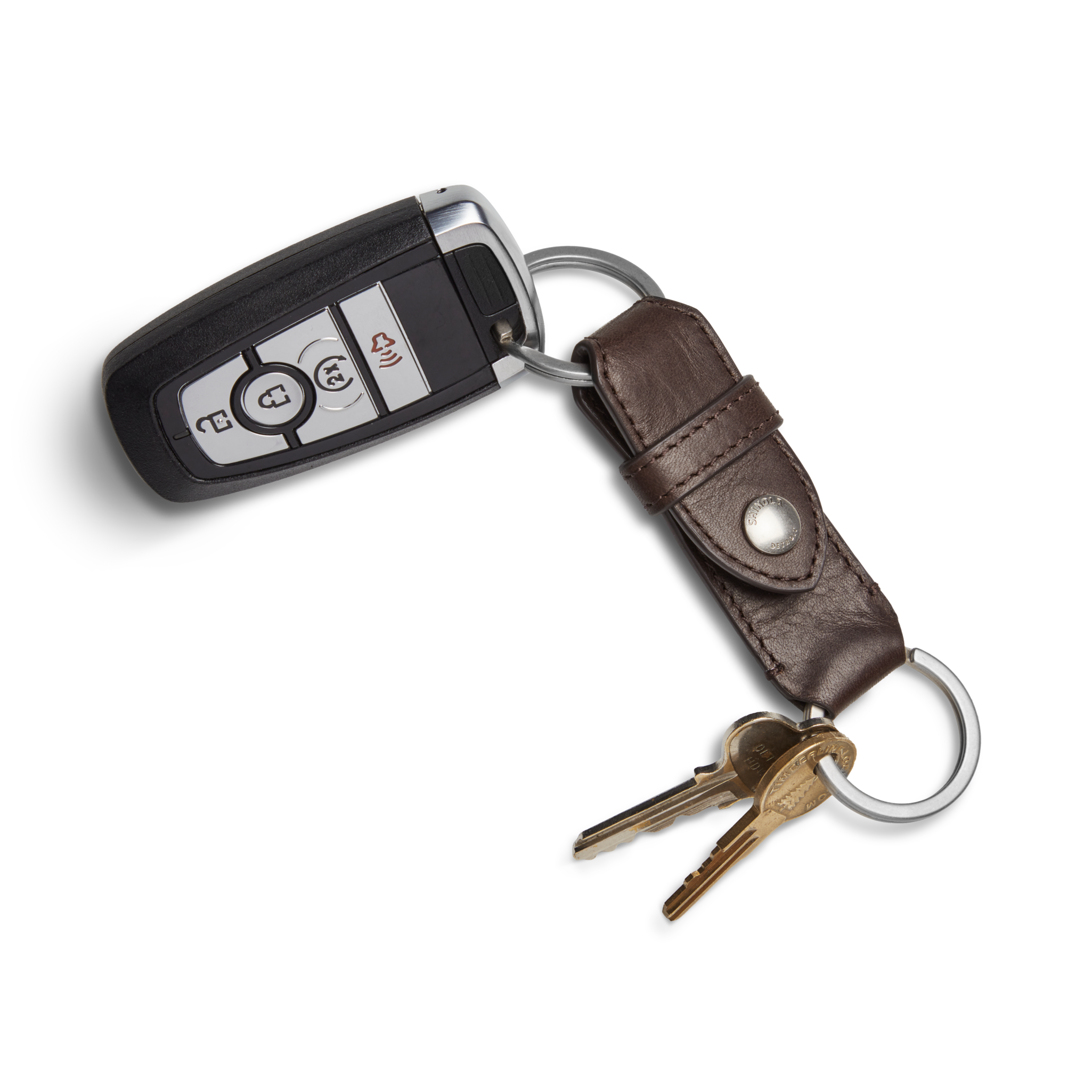 Leather Valet Key Fob - Dark Brown - Image 4